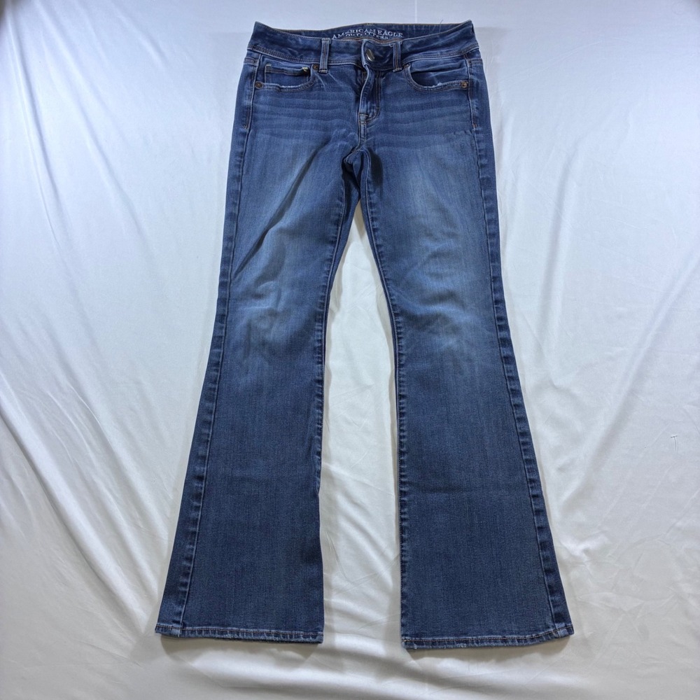 American Eagle Kick Boot Super Stretch Jeans VTG Y2K Blue Size 2 Short